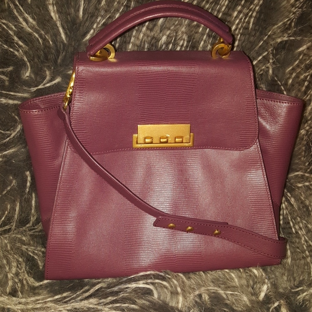 Z Spoke Zac Posen Plum Leather Satchel Handbag